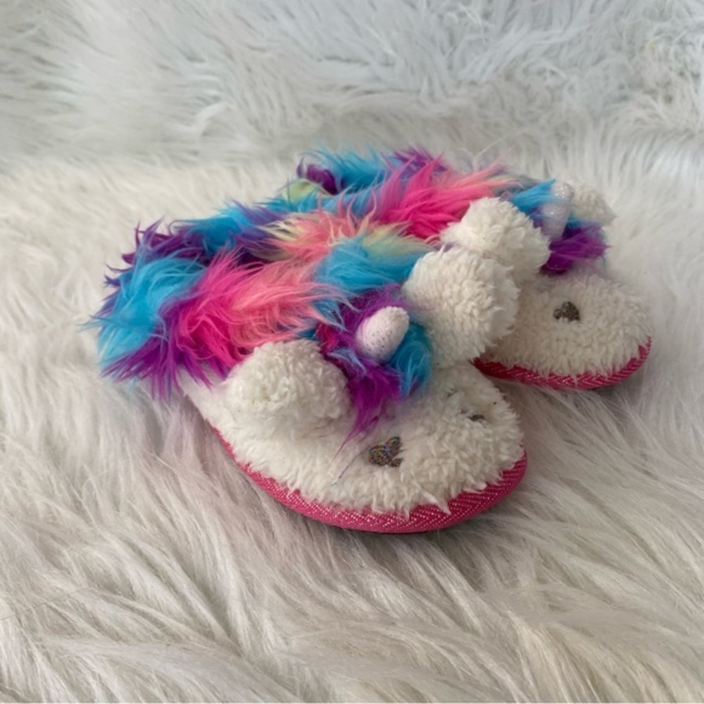 DearFoams Slippers Girls Size 7-8 Unicorn Slip On Like‎ New